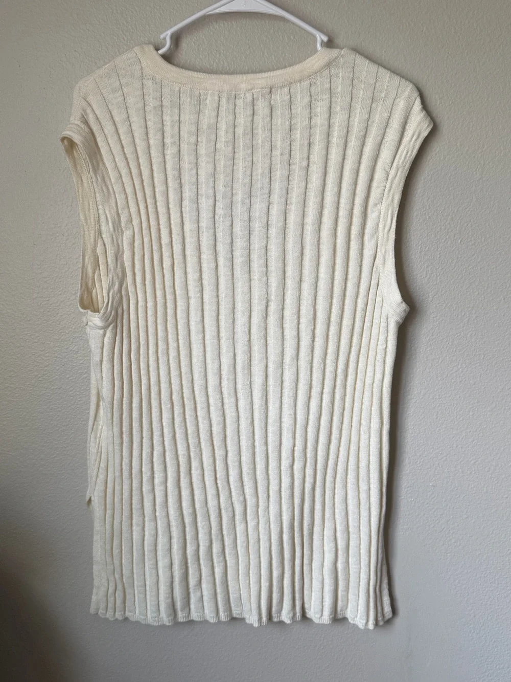 Free People Beach Veda white linen blend ribbed sweater vest L Coastal Cowgirl